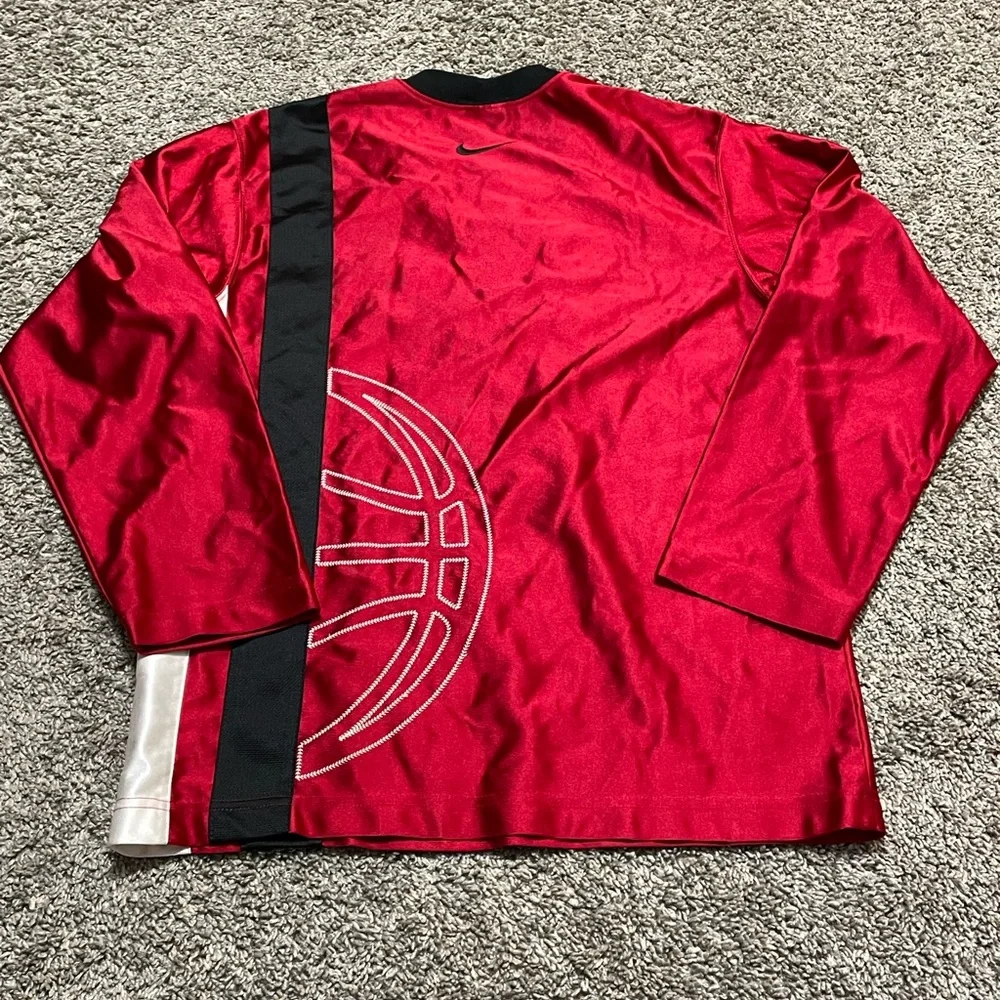 Nike Basketball Jersey Boys‎ Large 14/16 long sleeve silky red black white shirt